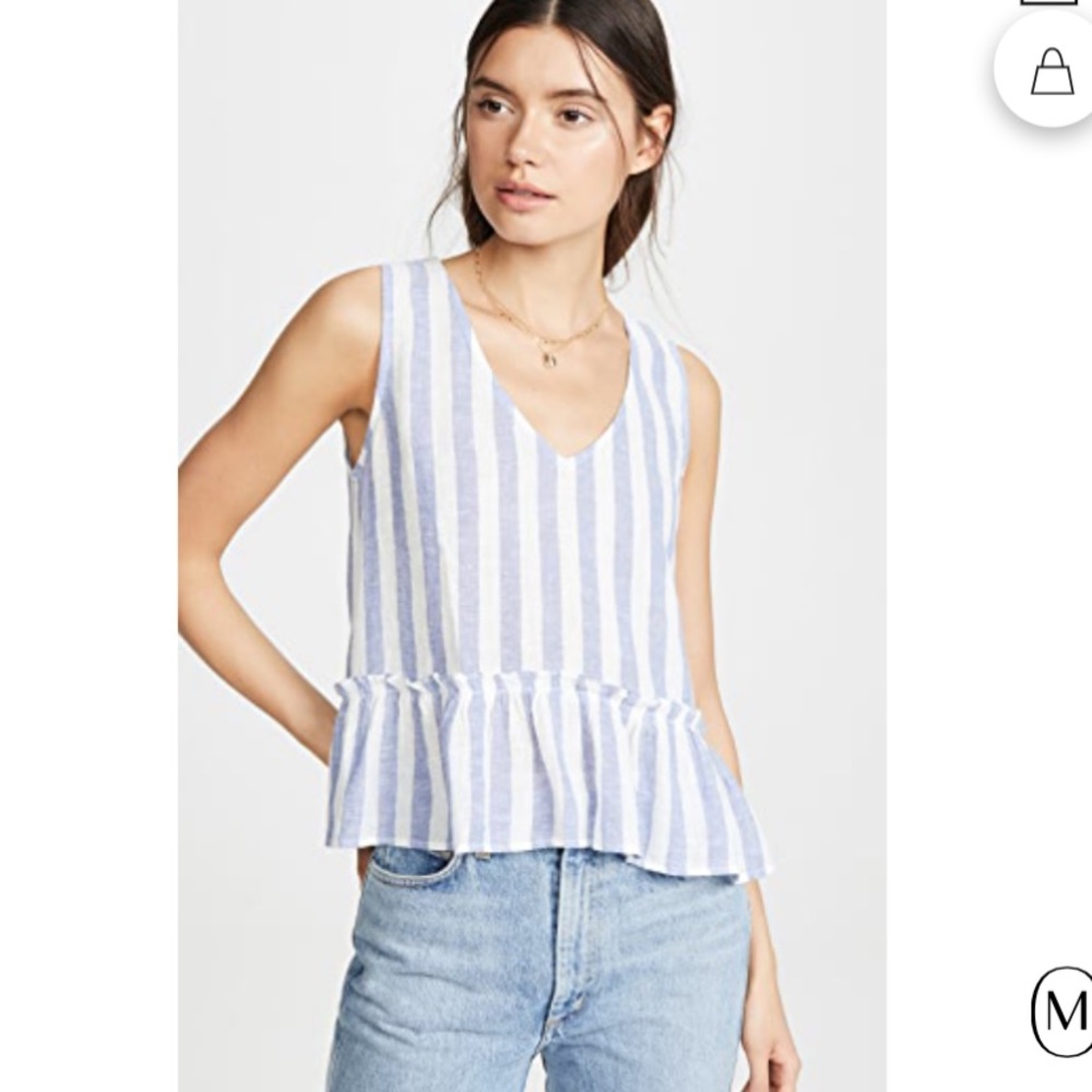 Rails Mira Stripe Linen Peplum Top - image 1